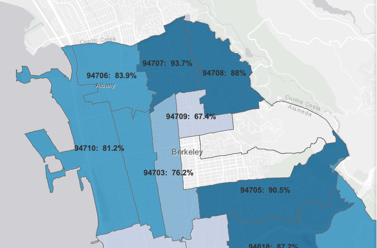 New map shows which zip codes in Berkeley, county have the most COVID