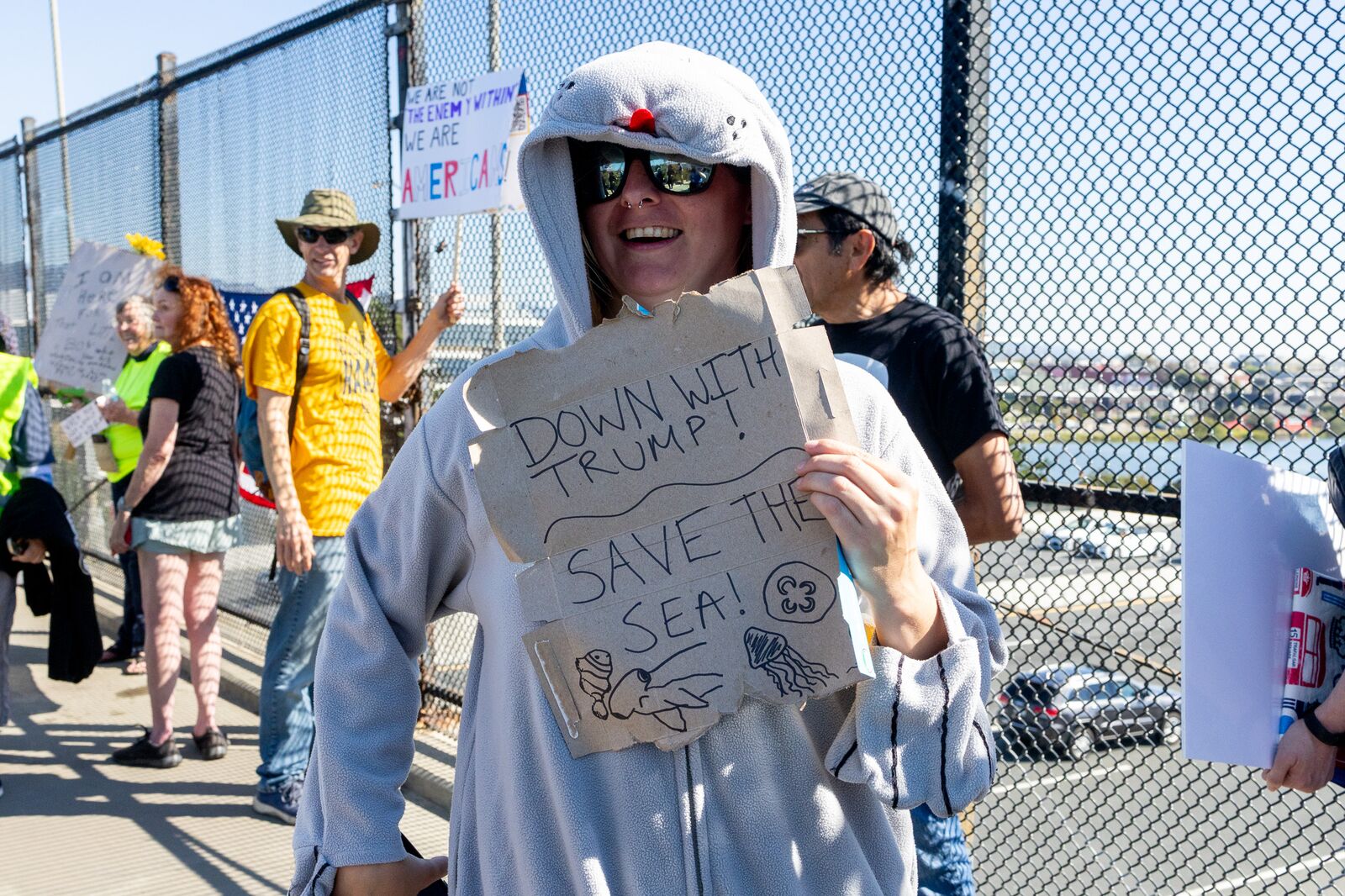 Why a Berkeley nonprofit had people dress up as sharks for No Kings' day